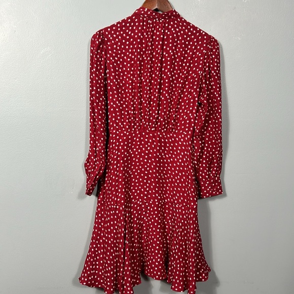 Rebecca Taylor Silk Blurry Heart Red Button Up Dress size 0 - Picture 5 of 17